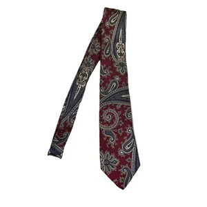 Vtg Ferrell Reid Paisley Print Silk Novelty Tie Red Blue Classic Designer Geo